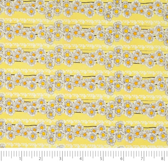 Stitch & Sparkle Maries Picnic Collection Light Yellow Daisy Fabric